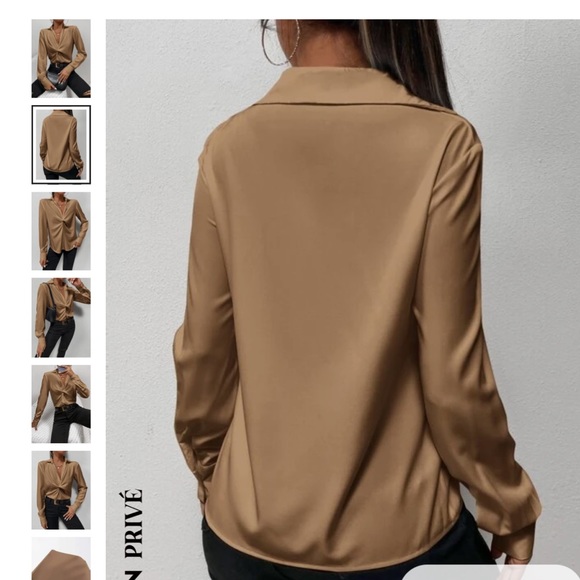 Taupe silky twist-front blouse - Picture 4 of 4